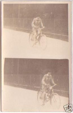 20625 Foto Mehrbild Ak Mädchen mit Fahrrad um 1920