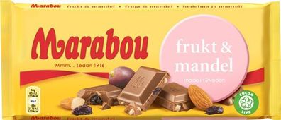Marabou FRUKT & MANDEL Milchschokolade mit Frucht und Mand -original schwedisch- 200g