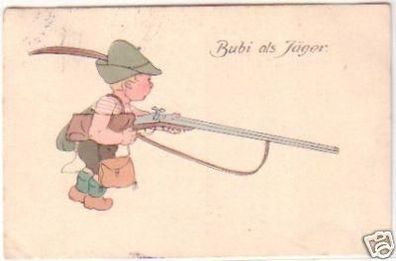 21486 Humor Ak Bubi als Jäger 1913