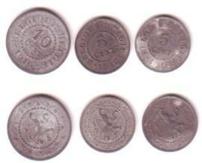3 Münzen Besetzung Belgiens im 1.Weltkrieg 1916
