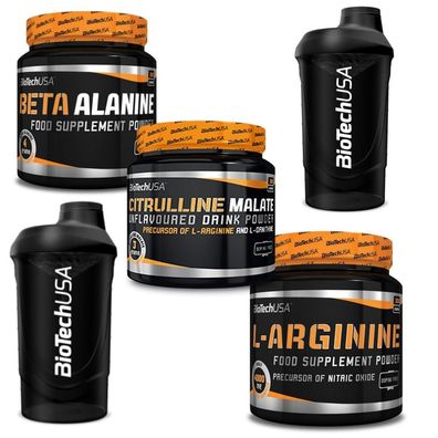 Pre-Workout Pack je 300g Arginine, Citrullin, Beta Alanine + 2 Shaker