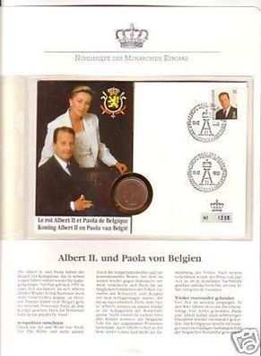 schöner Numisbrief Albert II König von Belgien 1993