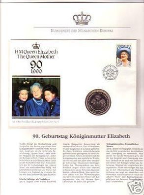 schöner Numisbrief 90.Königinmutter Elisabeth 1990