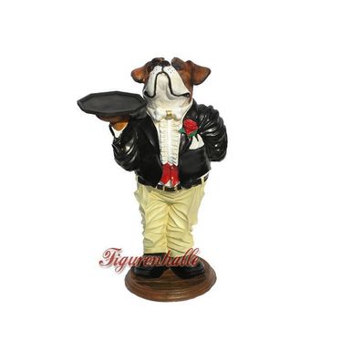 Englische Bulldogge Dekoration Butler Diner Figur Statue Skulptur Deko Butler Tablett