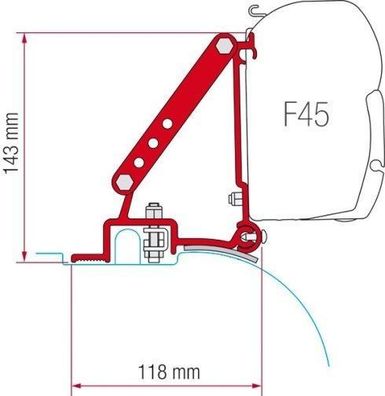 Montage Adapter für Fiamma Markise F45S Ducato - Jumper - Boxer H2 Dach ab 07/06
