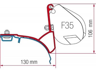 Montage Adapter Fiamma Markise F35 Pro VW T5 T6 Multivan Transporter C-Schiene