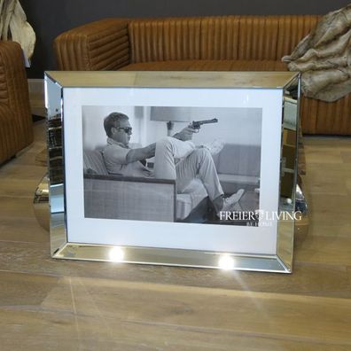 Wandbild Steve McQueen Pistole Legende Rennfahrer Spiegelrahmen Dekoration Deko