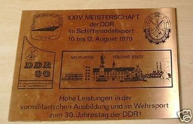 DDR Schild XXIV. Meisterschaft Schiffsmodell-Sport 1979