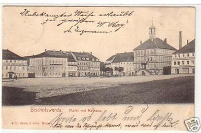 23155 Ak Bischofswerda Markt mit Rathaus 1907