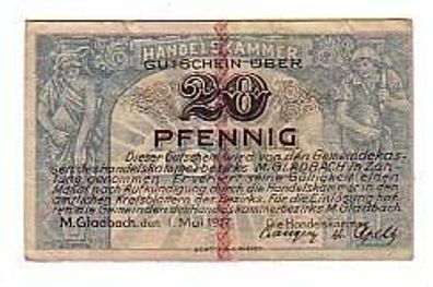 Banknote 20 Pf. Notgeld Handelskammer Mönchen Gladbach