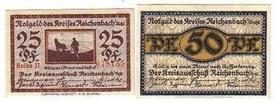 2 Banknoten Notgeld Kreis Reichenbach in Schlesien 1920