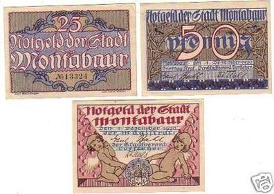 3 Banknoten Notgeld Stadt Montabaur 1920