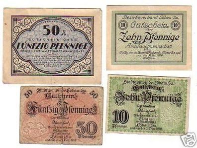 4 Banknoten Notgeld Stadt Löbau 1918-1919