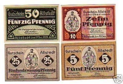 4 Banknoten Notgeld Stadtgemeinde Allstedt 1920