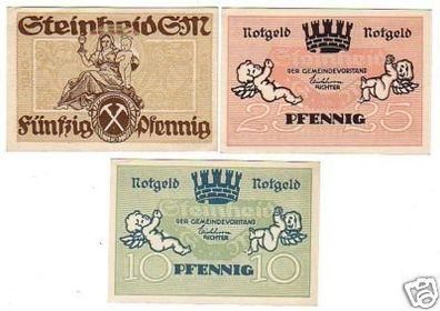 3 Banknoten Notgeld Gemeinde Steinheid S.M. 1920