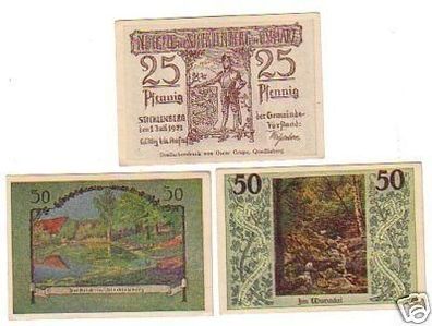 3 Banknoten Notgeld Gemeinde Stecklenberg Ostharz 1921