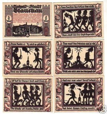 6 Banknoten Notgeld der Stadt Glauchau 1921