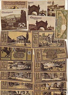 18 Banknoten Notgeld Stadt Stuttgart 1919-1922