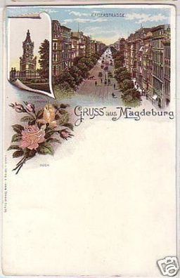 07197 Ak Lithographie Gruss aus Magdeburg um 1900