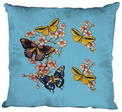 Deko- Kissen mit Print - Schmetterlinge - K06991 hellblau