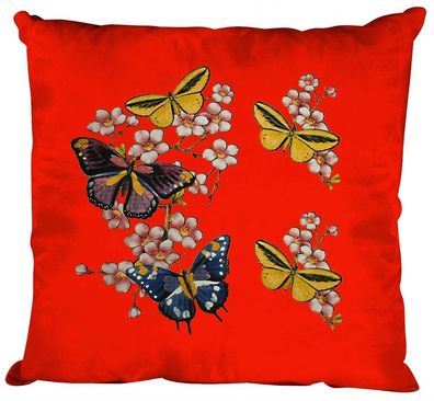 Deko- Kissen mit Print - Schmetterlinge - K06991 rot