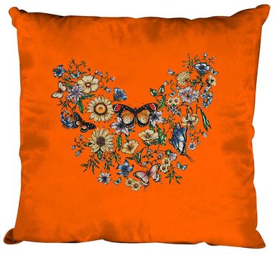 Deko- Kissen mit Print - Schmetterling - K09840 Orange