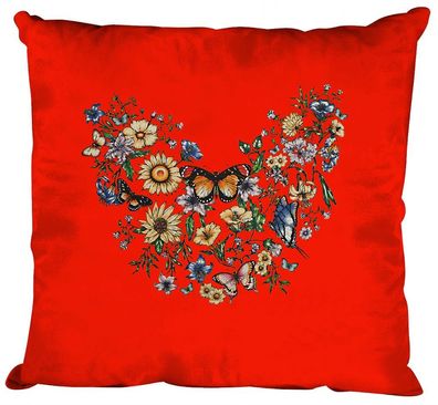 Deko- Kissen mit Print - Schmetterling - K09840 rot