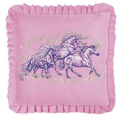 KISSEN - Sternen-Pony - Gr. ca. 40x40cm - 11366 - Zierkissen Dekokissen Rüschenkisse