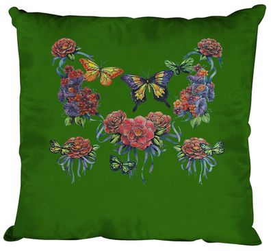 Deko- Kissen mit Print - Schmetterlinge - K09843 grün