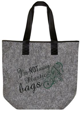 Filztasche mit Einstickung - NOT USING Plastic - 26076 - Bag Shopper Umhängetasche