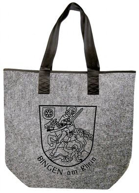 Filztasche mit Einstickung Wappen - BINGEN am RHEIN - 26174 - Shopper Tasche Umhänge