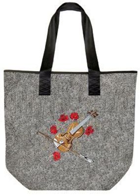 Filztasche mit romantischer Einstickung - GEIGE ROSEN Romantik - 26094 - Shopper Bag