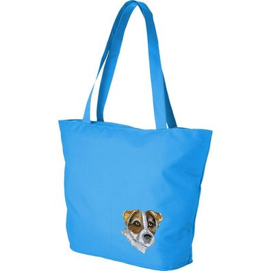 Lifestyle-Tasche mit Einstickung Hund Jack Russel Terrier 15508 blau designed bye Tic