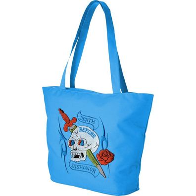 Lifestyle-Tasche mit Einstickung Totenkopf Skull 08965 hellblau designed bye Ticiana