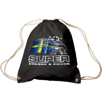 Trend-Bag mit Aufdruck - LKW Trucker Super Energy & Power - Schweden Flagge - 65123 -
