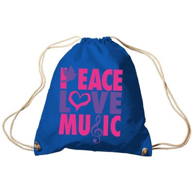 Trend-Bag Turnbeutel Sporttasche Rucksack mit Print - Peace Love Music - TB09017 Roya