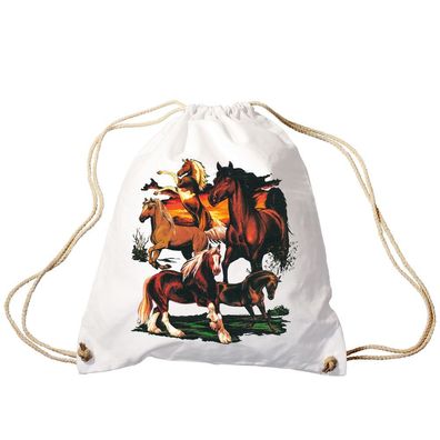 Trend-Bag Turnbeutel Sporttasche Rucksack mit Print - Pferde Herde Horse- TB12667