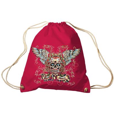 Trend-Bag Turnbeutel Sporttasche Rucksack mit Print - Santa Muerte - TB65310 rot
