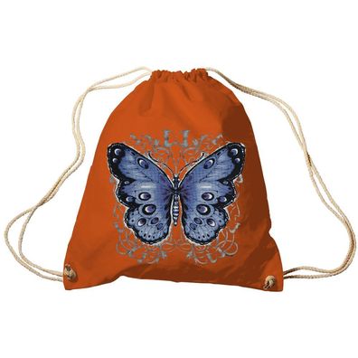 Trend-Bag Turnbeutel Sporttasche Rucksack mit Print - Schmetterling - TB65325 Orange