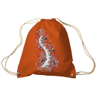 Trend-Bag Turnbeutel Sporttasche Rucksack mit Print -Klavier und Vögel - TB09018 Ora