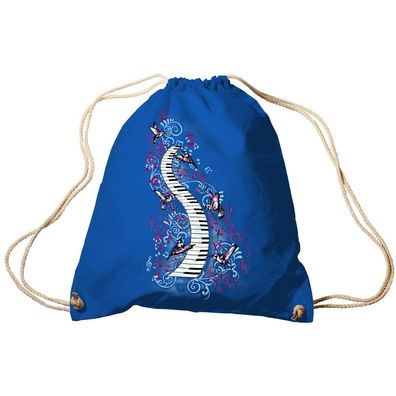 Trend-Bag Turnbeutel Sporttasche Rucksack mit Print -Klavier und Vögel - TB09018 Roy