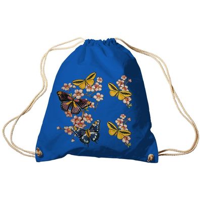 Trend-Bag Turnbeutel Sporttasche Rucksack mit Print -Schmetterlinge - TB65322 Royal
