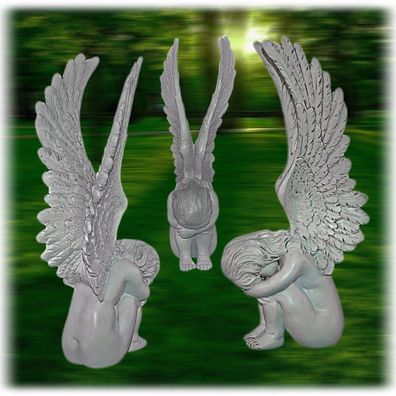 ENGEL Engelfigur Dekofigur Dekoengel Skulptur Polystein Neu + Patina 31cm - Z-009