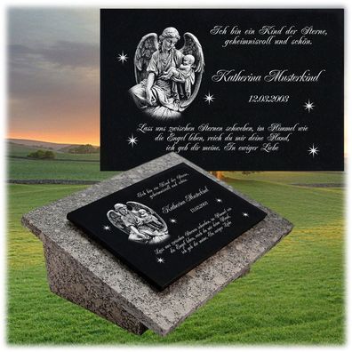 Sternenkind GRANIT Grabstein Grabplatte Gedenkstein 40x30 cm Wunsch Gravur gg13s