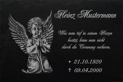 Gedenktafel Grabplatte Grabschmuck Gedenkplatte Engel Grabstein-032 - 40 x 25 cm