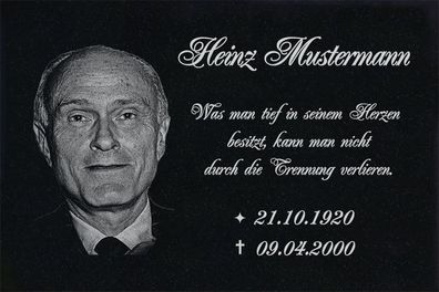 Granitplatte Grabplatte Grabmal in 60 x 40 cm -Ihr Text & Foto- Grabstein-ag06
