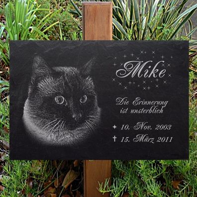 Tiergrabstein Grabstein Gedenkstein Katzen Katze-009 - Fotogravur - 60 x 30 cm