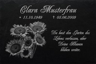 Gedenktafel Grabplatte Grabschmuck Urne Sonnenblumen Grabstein-030 - 35 x 25 cm