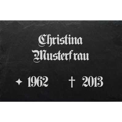 Grabstein Schiefer Stein Grab Tafel mit Rose-002 @ MIT IHREM TEXT @ 50 x 30 cm