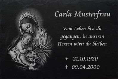 Grabplatte Maria Grabmal Grabschmuck Grabstein-028 - Wunschgravur - 50 x 30 cm